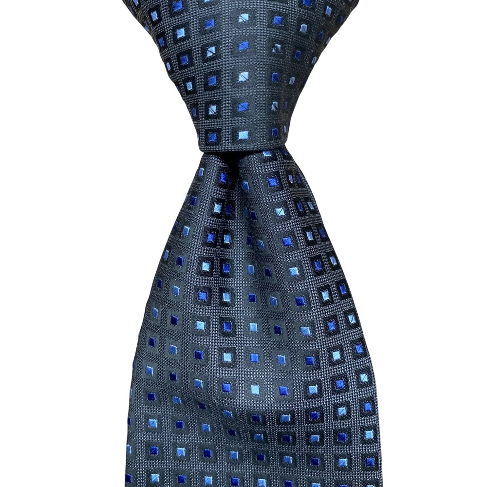 Croft & Barrow Silk Necktie Geometric Mens Blue Jacquard Classic Modern New